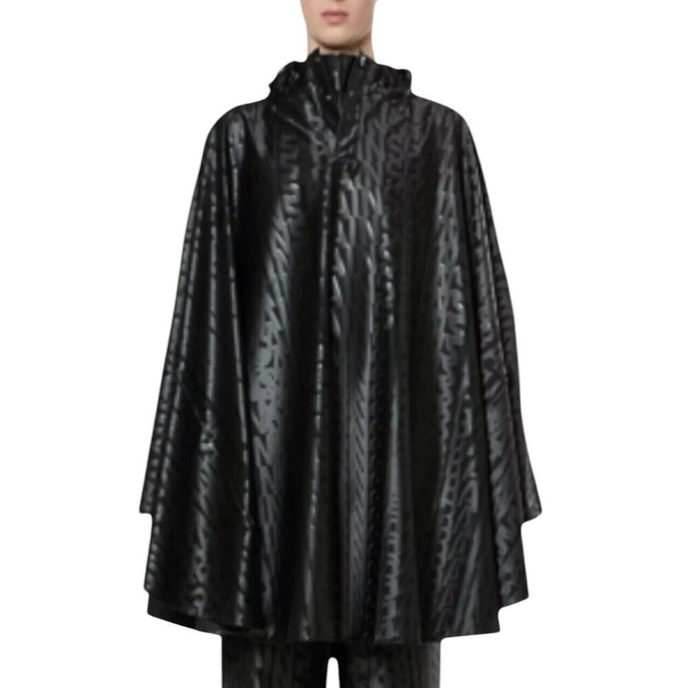 Rains Black Monogram Cape Large Unisex Poncho Waterproof - Picture 1 of 5